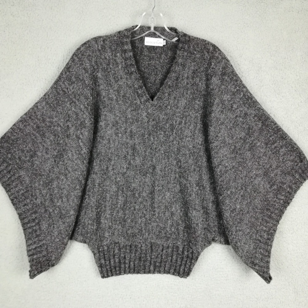 Alpaca Trunk Womens Sweater Pullover Batwing Sleeve Charcoal Gray Slouchy M